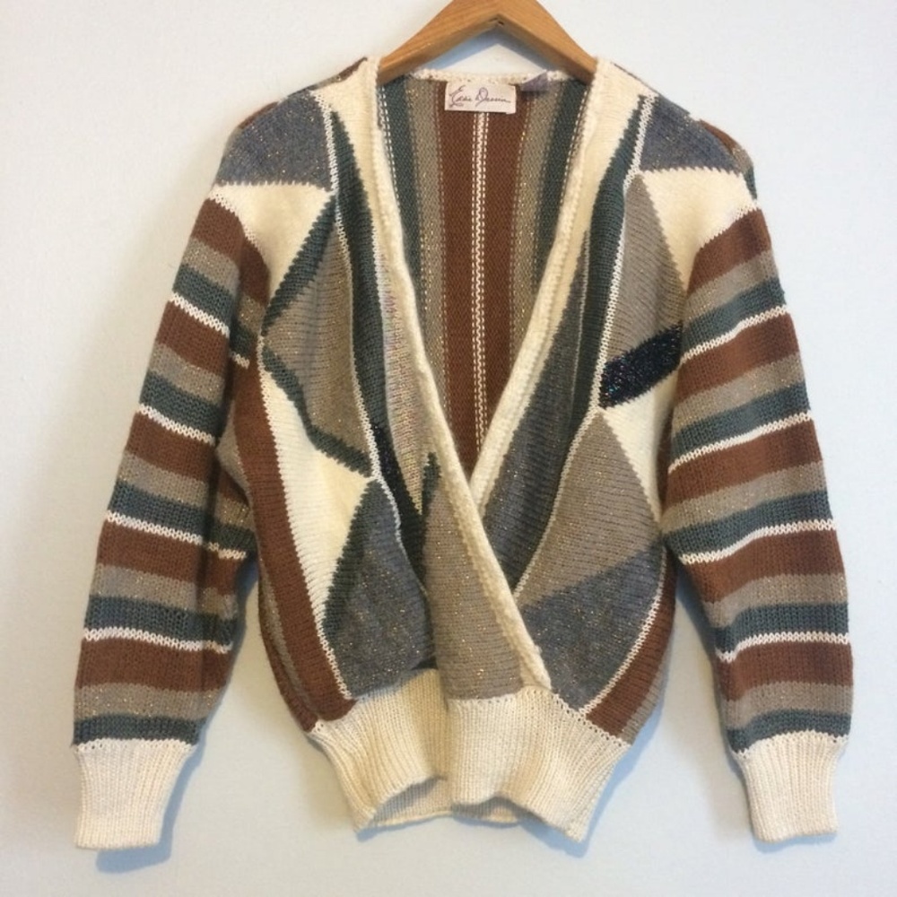 Vintage 80s Sweater / V Neck Wrap Front